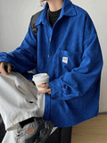 Men's Corduroy Loose Button-Down Shirt-Outfit