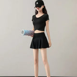 Fongt Pocket Fake Two Yoga Pants Large-Size High-Rise Sunscreen Skirts Thin Sports Wear Outside The Bottom