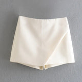 New Korean Version Of High Waist And Long Legs Asymmetrical Candy Colored Skirt Skirt Pants-Outfit