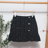 2023 New Autumn And Winter Lattice Coarse Flowers Half-Body Skirt High Waist A-Word Bag Hip Irregular Fishtail Skirt
