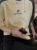 Fongt Short-Sleeved T-Shirt Men And Women Loose Casual Retro Shoulder Sleeve Ins Simple Thin Letter Versatile Top-Outfit