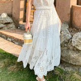 Fongt New White Embroidered Small Top Women's French Design Small Design Small Shirt Women's Sleeveless Waistcoat