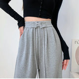 Fongt Sports Pants Female Autumn Style Lazy Retro Straight Leg Hanging Feeling Wide Leg Pants Casual Bathroom Pants Design Sense-Outfit