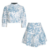 Fongt Style Print Top + Skirt Women Spring 2025 New Two Sets Of High-End Comfortable Casual Fashion