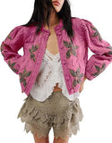 Fongt Autumn And Winter Explosion Embroidered Good Quality Washing Cotton Maple Leaf Embroidery Lady Coat Cotton Suit