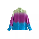 Spring Tie-Dye Printed Fashion Leisure Long-Sleeved Shirt-Outfit