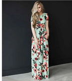 Summer Round Neck Flowers Print Long Sleeve