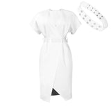 Fongt With Belt Women's New Fashion V-Neck Sexy Open Fork Dress Dress Dress Dress