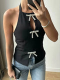 Fongt Summer New Bow Ornament Hanging Neck Repair Small Waistcoat Woman B88687