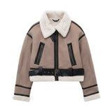 Fongt Women's Explosive Fur Integrated Two-Sided Short Jacket Jacket Sweet Elements