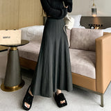 Beat Thickened Modal Knitted Skirt Women's Winter Korean Version Of High-Waisted A-Shaped Skirt Wool Pendulum Skirt-Outfit