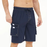 Pants Solid Color Multi-Pocket Fake Two Double-Layer Overalls Five-Point Fitness Running Leisure Sports Shorts-Outfit