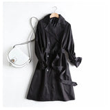women solid classic khaki coat with belt 2021 autumn elegant female outwear windbreak