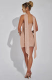 Sequin Tube Bodycon Mini Dress With Sparkle Scarf Collar-Outfit