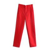 Fashionable Multi-Color Pendant High-Waisted Straight Harlan Casual Suit Trousers In Spring And Summer 2024-Outfit