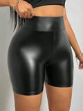 Fongt Spring Women's PU Leather Bag Sexy High-Waisted Shorts