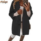 Woman Winter 2023 Fall/Winter Seven Minute Sleeve Button Lapel Pocket Wool Coat Women's Wear Women's Winter