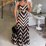 Summer Sexy Casual Strap Print Dress Women's Slim Fit Combination Elegant Party Evening Dress-Outfit