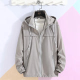 Thin Jacket Men Hooded Quick-drying Sunscreen Coat Male Lightweight Fabrics Outdoor Windbreaker Travel Clothing White