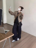 Casual Short Round Collar Baseball Jacket Korean Version Loose Show Thin Foreign Style Versatile Small Jacket Jacket Tide-Outfit