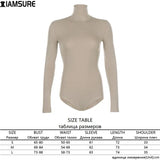 Solid Ribbed Turtleneck Rompers Sexy Jumpsuit Black Long Sleeve Bodysuit Winter 2020 Elegant Body Femme High Neck