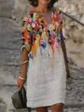 Elegant Floral Print Dress 703-1-Outfit