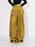 Fongt 2024 Stylish Wide-Leg Pants Pleated Zip Pocket Design Straight Casual Pants-Outfit