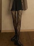 Bow Pattern Mesh Tights-Outfit