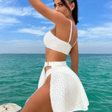 2023 New Leak Eye Cloth Sexy Side-Leak Net Yarn Three-Piece Swimsuit Swimsuit