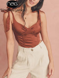 Satin Tank Top Tie up Straps Underwire Boning Padded Lining Backless Zipper Crop Corset Top Women Fashion Party