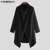 Men Cloak Coats Streetwear Turtleneck Solid Long Sleeve Fashion Men Cape Outerwear Punk Style Irregular Jackets
