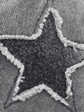 Distressed Wash Sequin Star Baseball Cap-Outfit