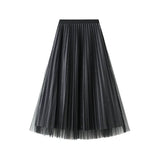 Fongt Silk Folded Skirt Net Yarn Half-Dress Woman Long Yarn Skirt On Both Sides Of The 9230