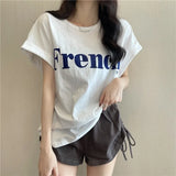 Fongt New Net Red Ins Super Fire Show Thin Shoulder Sweet Cool Short-Sleeved T-Shirt Loose Female Summer Student Coat