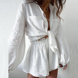 Fongt Women's Casual Fashion Sleek Sleeker Shorts Shirt Set In Summer 2025