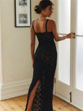 Through Sexy Lace Bodycon Dress Sleeveless Fashion Long Summer Dress Elegant Party Evening Maxi Dresses for Women