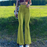 Sexy Slim Flare Pants Summer High-Waist Trousers Wide Leg Pants Women 2021 Fashion Casual Holiday Boot Cut Legging