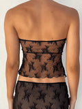 Slit Sheer Mesh Bandeau Top-Outfit