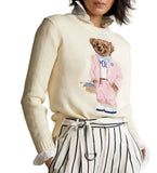 Fongt New Knitted Shirt Pink Cartoon Bear Embroidered Knitted Shirt Collar Long-Sleeved Sweater Cute Wind Top Woman