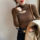 Fongt Collar Sweater Bottomed Women's New Autumn And Winter Long-Sleeved High-End Windwear Inside The Collar Knitting