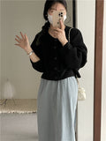 Fongt Neck Single Breasted Bat Sleeve Knit Cardigan Female 2024 Autumn Loose Lazy Gentle Wind Short Sweater Coat-Outfit