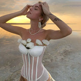Chest Cup Net Gauze Waist Bra Girl Spring Solid Color Stitching Tie To Put On The Chest-Outfit