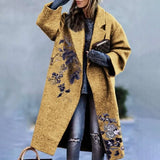 Fongt New 2025 Autumn Women's Long-Sleeved Collar Coat Prints The Long