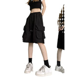 Fongt Shorts Female 2024 Summer New Thin Money Outside Wear Wide Legs Casual Show Thin Speed Dry Cargo Pants Five