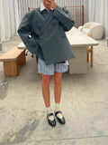Side Slit Blazer 2024 Fashion Female Loose Pocket Commuter Jacket-Outfit