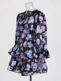 Gentle Style Dress Women 2025 Spring New Sweet Fresh Fashion Bubble Sleeve Print Short Ponve