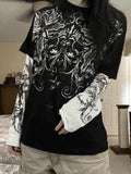 Punk Long Sleeve Graphic Tee-Outfit