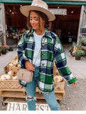 Fongt Net Red Autumn Street Temperament Long-Sleeved Collar Loose Women's Plaid Shirt Long Coat