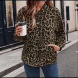 Fongt Blouse Coat Women's Spring And Autumn Leopard Print Retro Temperament Casual Blouse