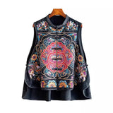 Black Loose Outer Shoulder Women's 2023 Autumn Fashion Embroidered Jacquard Vest-Outfit